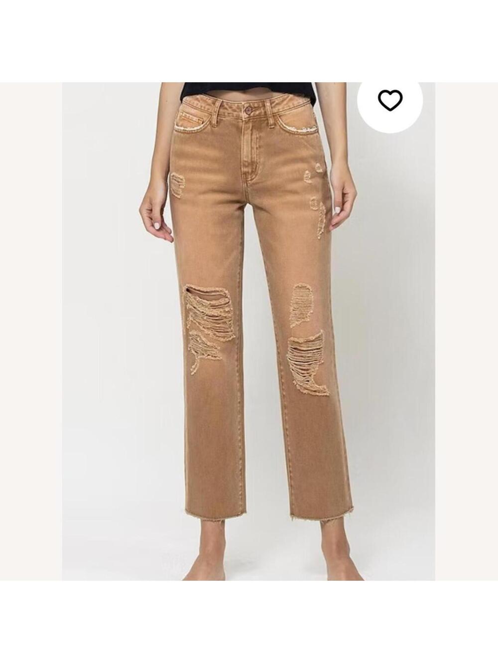 Vervet High Rise Straight in Zoe autumn cropped tan jeans size 29” waist